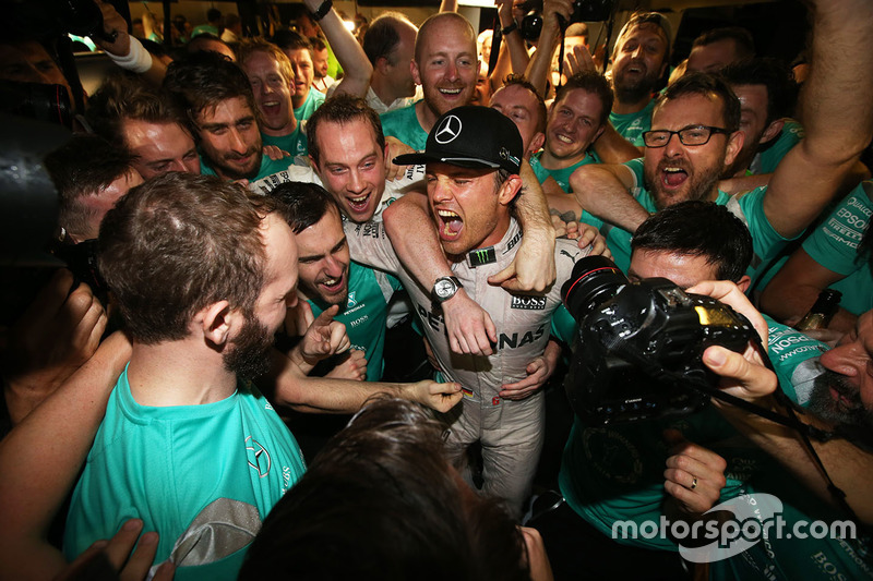 Nico Rosberg, Mercedes AMG F1 celebrates his first Drivers World Championship title