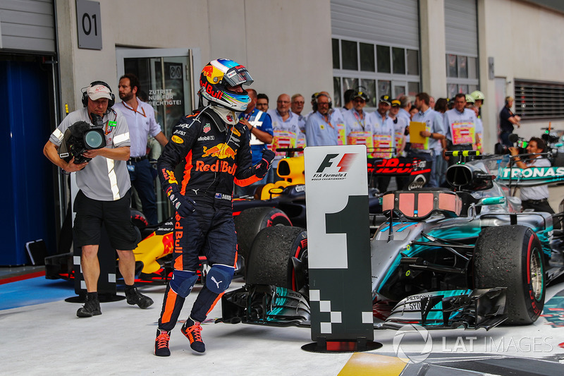 Third place Daniel Ricciardo, Red Bull Racing celebrates in parc ferme