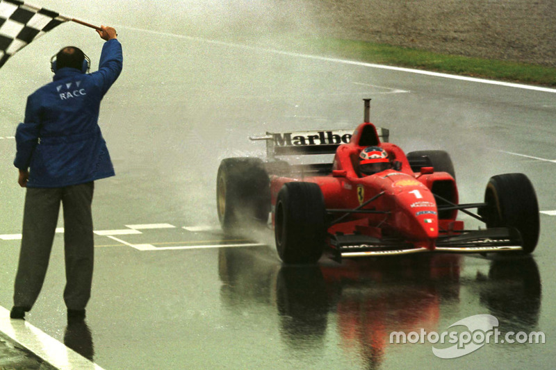 Checkered flag for Michael Schumacher, Ferrari