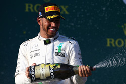 Podium: second place Lewis Hamilton, Mercedes AMG F1