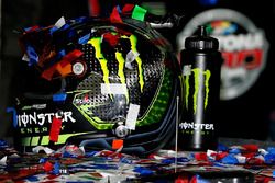 A detail view of the helmet of Kurt Busch, Stewart-Haas Racing Ford, after winning
