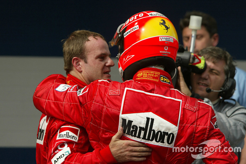 Rubens Barrichello, Ferrari; Michael Schumacher, Ferrari