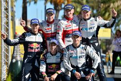 Podium: Winnaars Kris Meeke, Paul Nagle, Citroën C3 WRC, Citroën World Rally Team, tweede plaats Séb