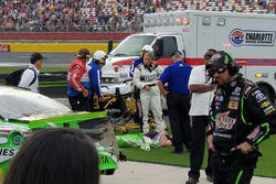 Injured Kyle Busch, Joe Gibbs Racing Toyota after the race