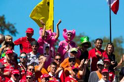 Des fans de Force India, habillés en panthères roses, dans les tribunes