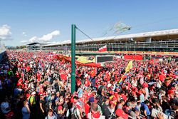 A mass of red Ferrari fans on the circuit after the race