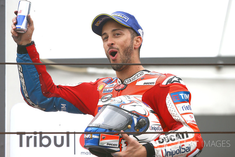 Podio: il terzo classificato Andrea Dovizioso, Ducati Team