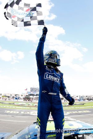 Jimmie Johnson, Hendrick Motorsports Chevrolet celebrates after winning