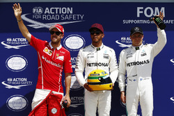 Qualifying Top 3: polesitter Lewis Hamilton, Mercedes AMG F1, second place Sebastian Vettel, Ferrari