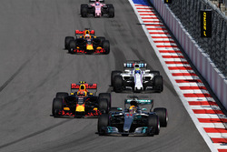 Lewis Hamilton, Mercedes AMG F1 W08 and Max Verstappen, Red Bull Racing RB13