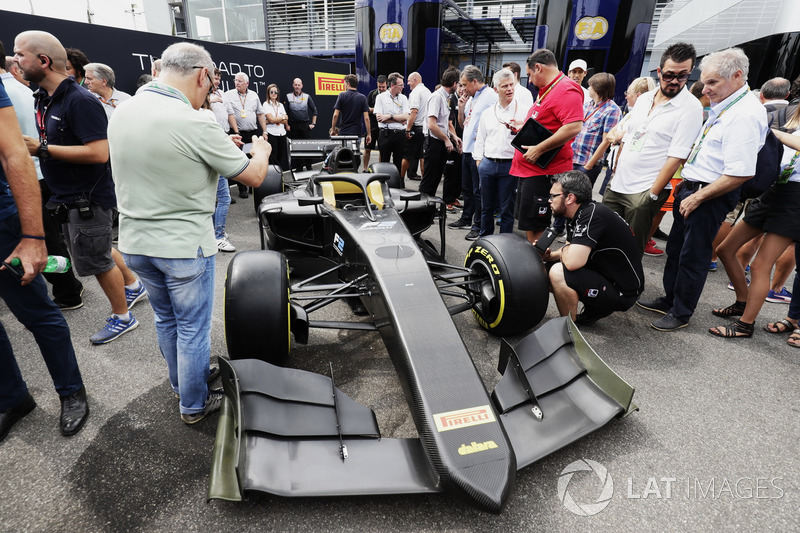 The new 2018 F2 car is unveiled in the paddock