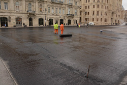 Nieuwe asfaltlaag voor het Formule 1-circuit in Baku, Azerbeidzjan
