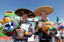 Podium : les vainqueurs Jari-Matti Latvala et Miikka Anttila, Volkswagen Polo WRC, Volkswagen Motorsport