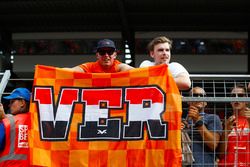 Dutch Max Verstappen, Red Bull Racing, fans display a flag