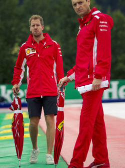 Sebastian Vettel, Ferrari walks the track with Riccardo Adami, Ferrari Race Engineer