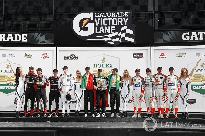 #31 Action Express Racing Cadillac DPi, P: Eric Curran, Mike Conway, Stuart Middleton, Felipe Nasr, #5 Action Express Racing Cadillac DPi, P: Joao Barbosa, Christian Fittipaldi, Filipe Albuquerque, #54 CORE autosport ORECA LMP2, P: Jon Bennett, Colin Braun