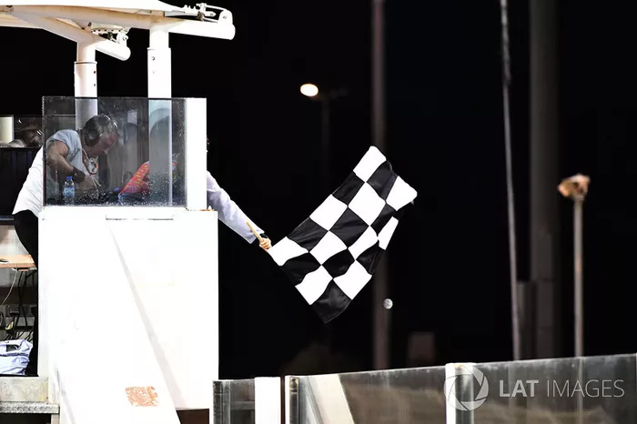 Chequered flag is waved