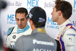 Sébastien Buemi, Renault e.Dams, Alex Lynn, DS Virgin Racing, Nelson Piquet Jr., Jaguar Racing, in the press pen