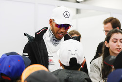 Lewis Hamilton, Mercedes AMG F1, meets some young fans