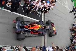 Max Verstappen, Red Bull Racing RB14 arrives in parc ferme