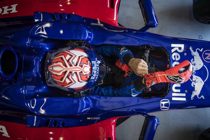 Marc Marquez drives a Toro Rosso F1