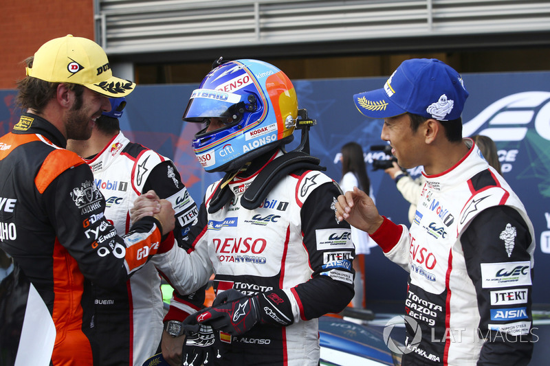Winners Fernando Alonso, Kazuki Nakajima, Sébastien Buemi, Toyota Gazoo Racing, Jean-Eric Vergne