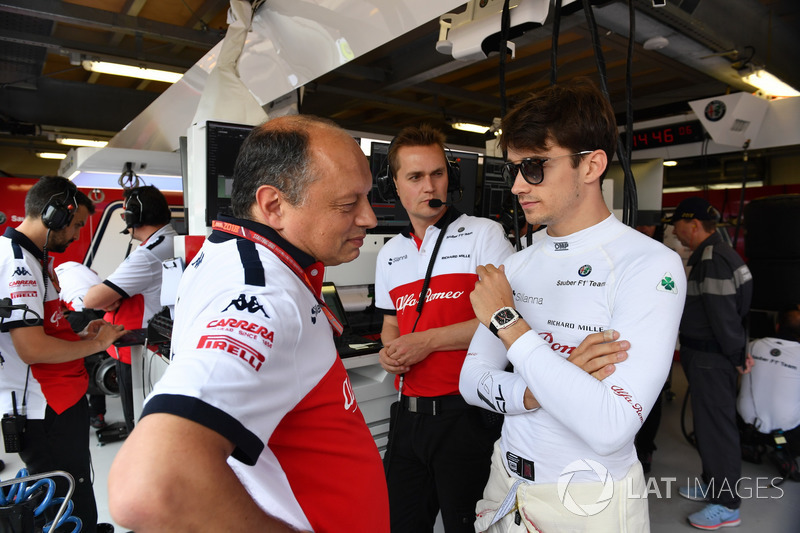 Frederic Vasseur, Sauber, Team Principal and Charles Leclerc, Sauber