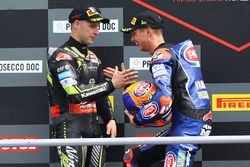 Podio: il vincitore della gara Michael van der Mark, Pata Yamaha, il secondo classificato Jonathan Rea, Kawasaki Racing