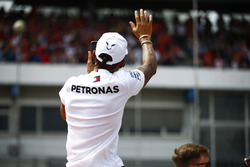 Lewis Hamilton, Mercedes AMG F1, in the drivers parade