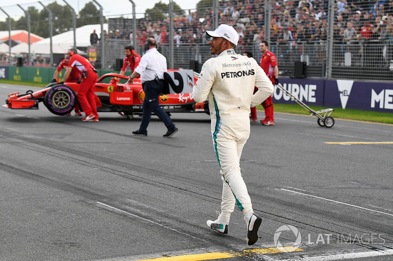 Pole sitter Lewis Hamilton, Mercedes-AMG F1 celebrates in parc ferme