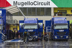 Regen in de paddock van Mugello