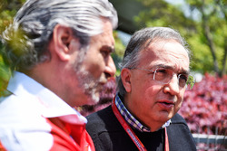 Sergio Marchionne, Ferrari President and CEO of Fiat Chrysler Automobiles and Maurizio Arrivabene, Ferrari Team Principal in the press conference