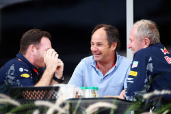 Red-Bull-Teamchef Christian Horner mit Red-Bull-Motorsportberater Helmut Marko und Gerhard Berger