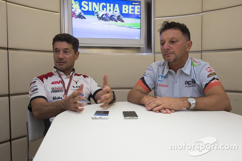 Lucio Cecchinello, Team LCR Honda director del equipo y Fausto Gresini, Aprilia Gresini Racing Team