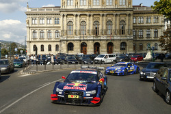 The car with Jamie Green, Audi Sport Team Rosberg, Audi RS 5 DTM at Budpest city