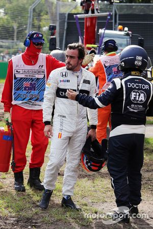 Fernando Alonso, McLaren after his race stopping crash