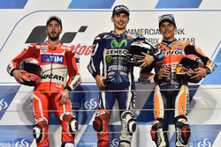Podium: Race winner Jorge Lorenzo, Movistar Yamaha MotoGP, Yamaha; second place Andrea Dovizioso, Du