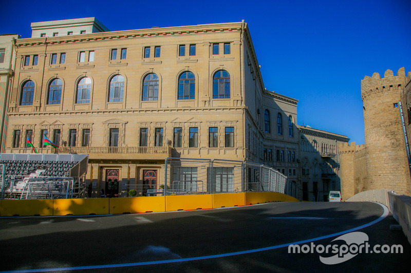 Baku city circuit at turn 11 with the castle