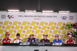 Andrea Iannone, Ducati Team; Cal Crutchlow, LCR Honda; Valentino Rossi, Movistar Yamaha MotoGP; Marc Marquez, Repsol Honda Team; Maverick Viñales, Team Suzuki Ecstar MotoGP; Andrea Dovizioso, Ducati Team at Press Conference