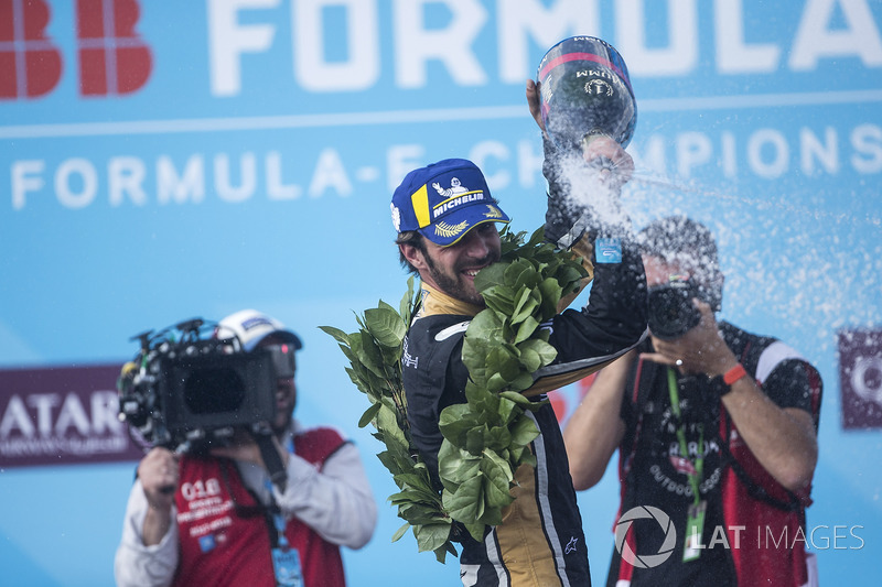 Jean-Eric Vergne, Techeetah, avec le champagne sur le podium