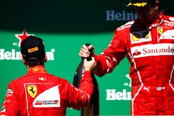 Podium: winner Sebastian Vettel, Ferrari, third place Kimi Raikkonen, Ferrari