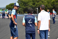 Lance Stroll, Williams walks the track with Luca Baldisserri, Williams Race Engineer