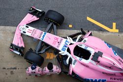 Sergio Perez, Sahara Force India F1 y Esteban Ocon, Sahara Force India F1, con el nuevo Sahara Force