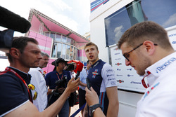 Sergey Sirotkin, Williams Racing, talks to the media