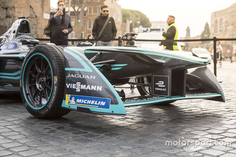 Jaguar Racing Formula E car on display in Rome