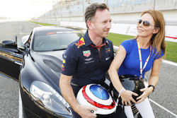 Geri Horner prepares for a Hot Lap in an Aston Martin driven by husband Christian Horner