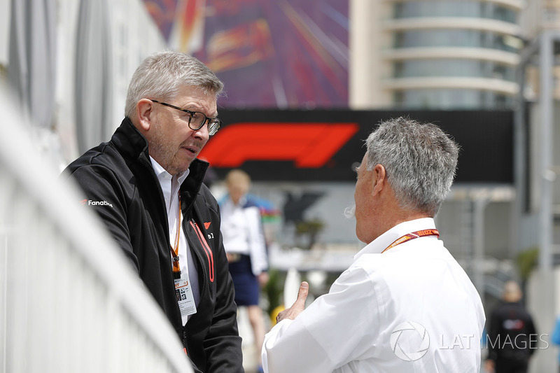 Ross Brawn, Managing Director of Motorsports, FOM, and Chase Carey, Chairman, Formula One