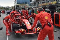 The car of Kimi Raikkonen, Ferrari SF71H on the grid