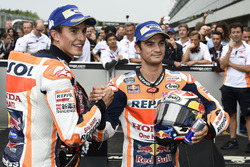 Race winner Marc Marquez, Repsol Honda Team, Second place Dani Pedrosa, Repsol Honda Team