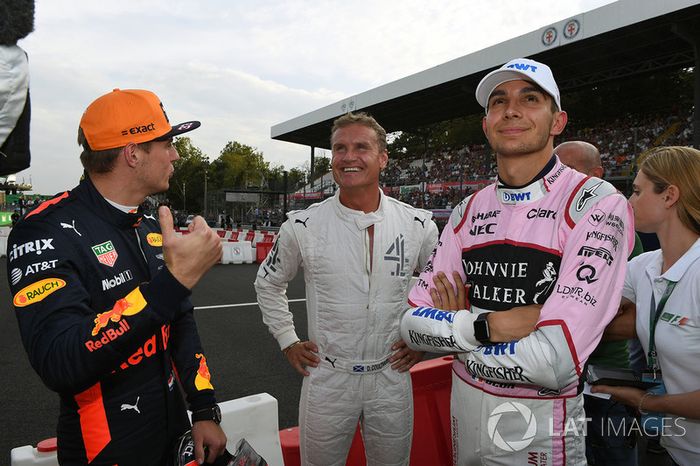 Max Verstappen, Red Bull Racing, David Coulthard, Channel Four TV y Esteban Ocon, Sahara Force India F1